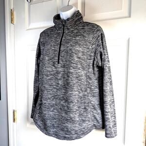 St. John’s Bay Women’s Heathered Gray Quarter-Zip Pullover Sweater – Size M